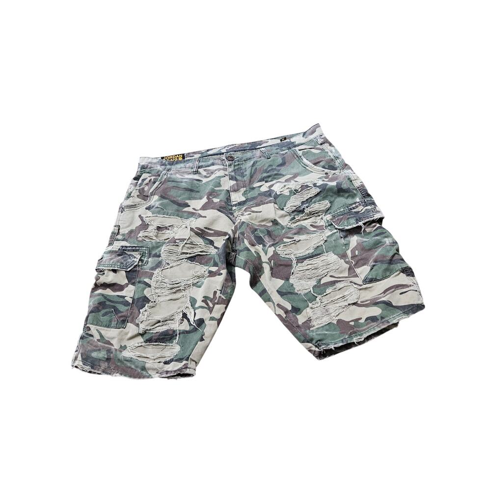 Jordan Craig Distressed Camo Cargo Shorts Men's Size 42 Rip & Repair Military